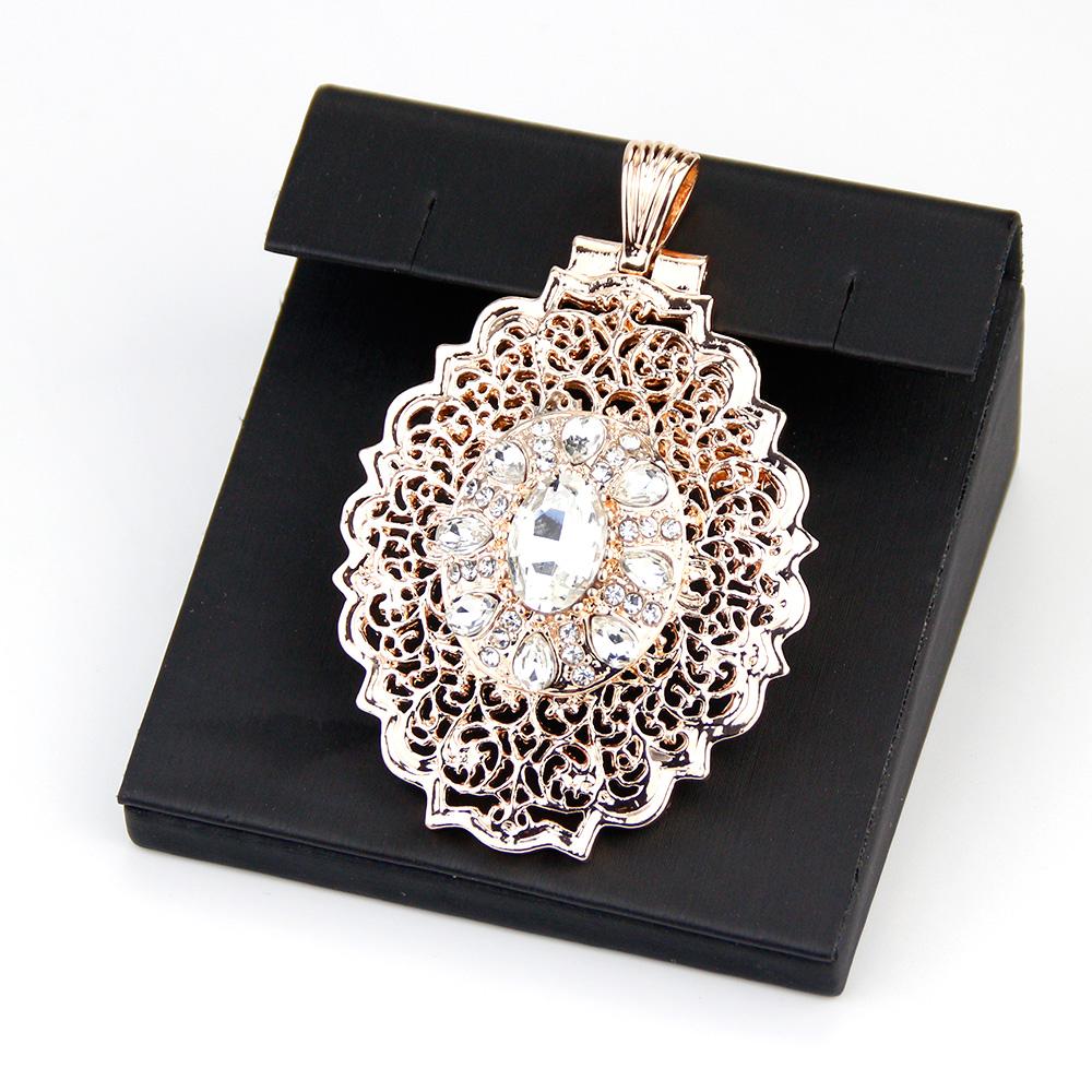 Gold Jewelry Women's Brooch Round Crystal Brooch Arabian Bride Bijoux Brooch Pendant Dual Purpose