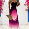 Women Plus Size Scoop Neck Strappy Sleeveless A Line Gradient Printed Long Maxi Dress