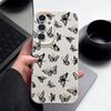 Матовый тонкий противоударный чехол с принтом бабочки для Samsung S25 Ultra S24 FE S23 S22 A36 A56 A16 A55 A26 A15 A35 с текстурой кожи и мягкой задней крышкой из ТПУ