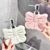 Cute 360ML Body Wash Bottle Ceramic Press Pump Liquid Soap Dispenser Empty Bottle Bowknot Shaped Emulsion Bottle Hotel