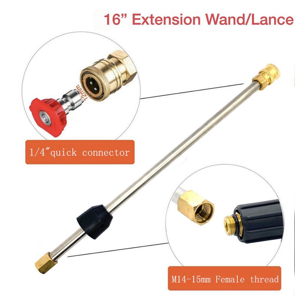 7pcs High Pressure Washer Gun 4000psi M22 Fitting Power Spray Gun With Extension Replacement Wand Lance 5 Nozzles Tips For Home Car Washing