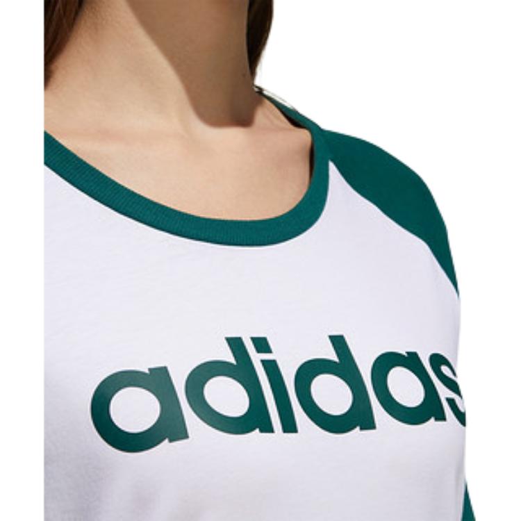 adidas Футболка с принтом логотипа Neo, повседневная, спортивная, с круглым вырезом и коротким рукавом, женская, зеленая GL1177