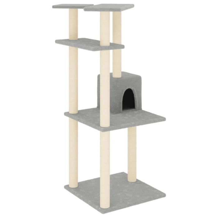 VidaXL Cat Tree with Sisal Scratching Posts Light Grey 123 Cm 171784