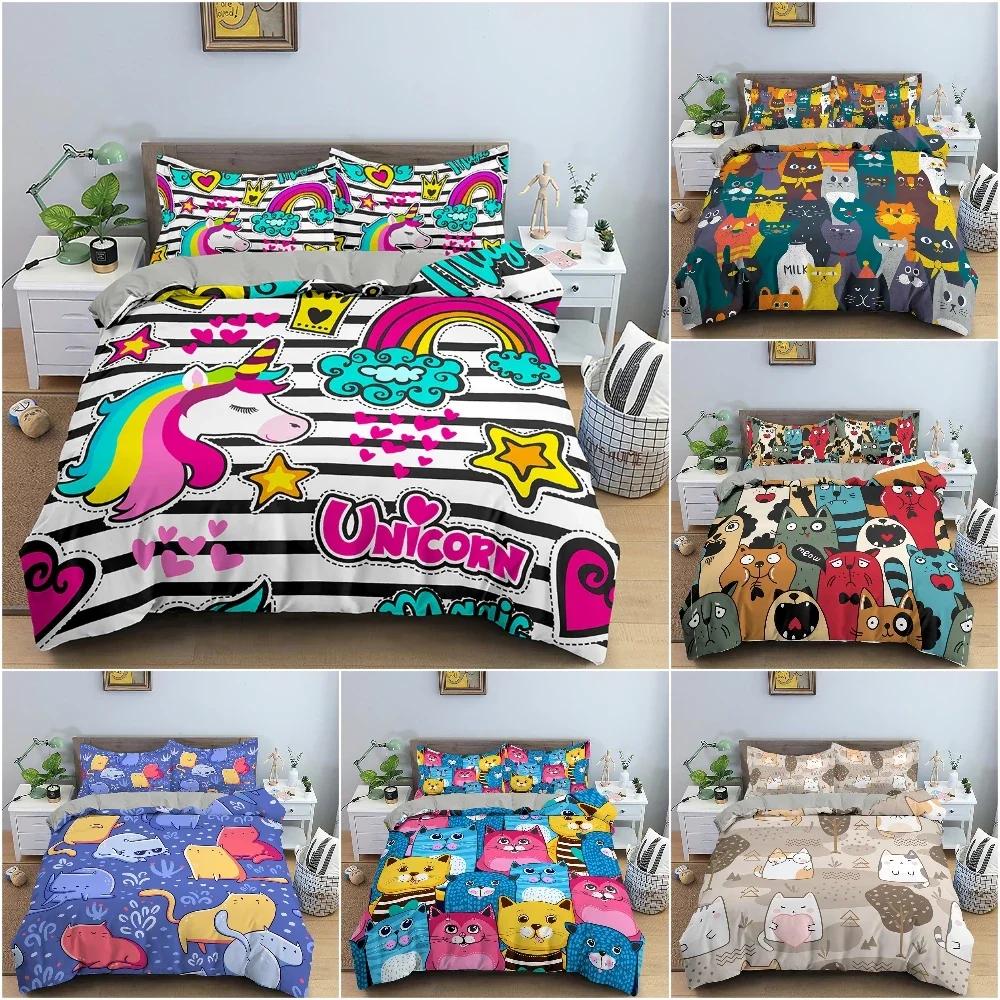 3D Printed Cartoon Luxury Cozy Comfortable Duvet Quilt Cover Pillowcase Bedding Set Children Bedroom Decoration Home Textile
