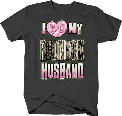 Футболка унисекс с камуфляжным принтом «Я люблю своего сумасшедшего деревенского мужа»