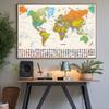 World Map-Countries with Cities,Polyester Wall Hanging,for Kids' Room,Living Room,Dorm,Educational Decor,Wall Art,Travel Tools