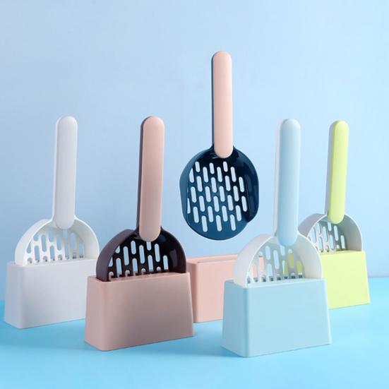 Cat Litter Shovel with Holder Cat Poop Scoop Sifting Shovel with Base Easy Clean Pet Waste Scooper for All Breeds