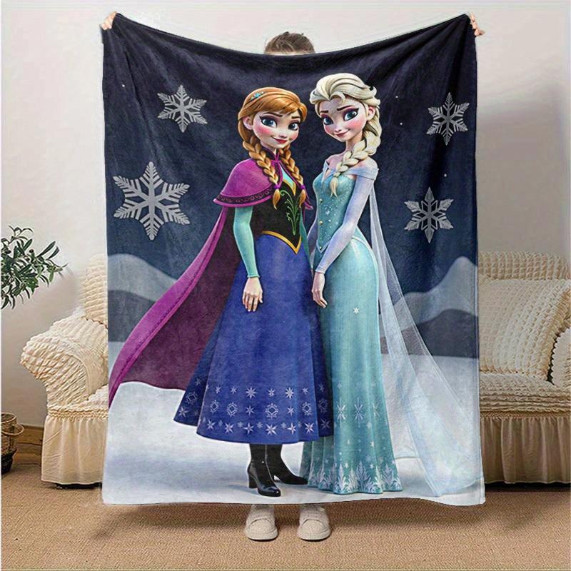 1pc, Winter Wonderland Blanket, Seasonal Decorative Throw for Home, Elsa & Anna Frozen Theme, Soft Flannel Throw Blanket, Versatile & Cozy for Bedroom