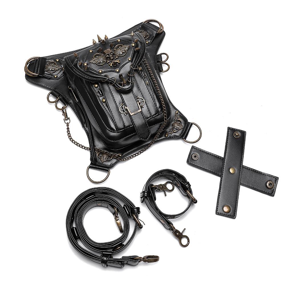Steampunk Motorcycle Bag, Skull Retro Single Shoulder Crossbody Bag, Multifunctional Mobile Waist Bag