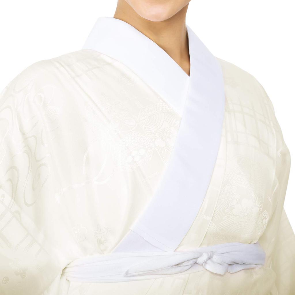 Длинный чистый с землей половина с гербом для женщин белый герб [Kyoetsu] нижнее белье, шелк, герб, воротник, вырез, (L, (нет выреза))