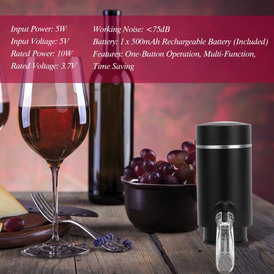 Electric Wine Aerator USB Rechargeable Instant Oxidation Multifunction One-Touch Automatic Wine Aerator Dispenser