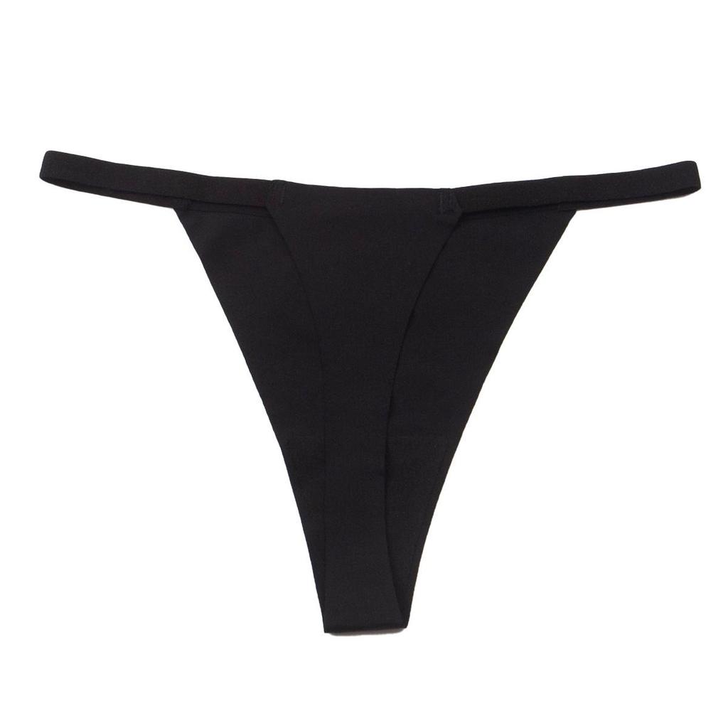 Women's Seamless Ice Silk Thong - Solid Color, Thin Strap, Low Waist, Plus Size