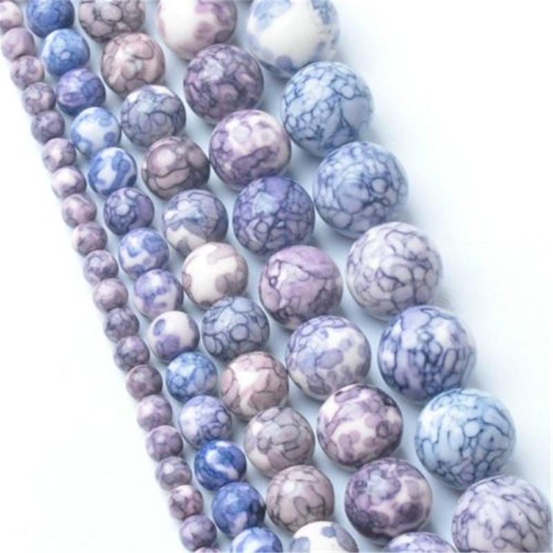 Творческий круглый оптовая продажа 4-12 мм DIY для ожерелья браслет ювелирные изделия изготовление кулона натуральный дождевой камень разделитель свободные бусины