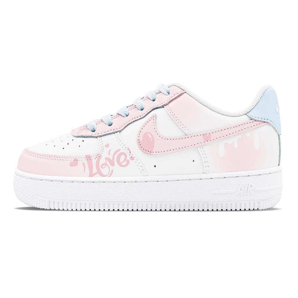 Nike Air Force 1 Air Force 1 Abrasion Resistant Slip Resistant Low top Skateboard Shoes Women's White Pink Blue DH2920-111(Team1655-S-BOX)