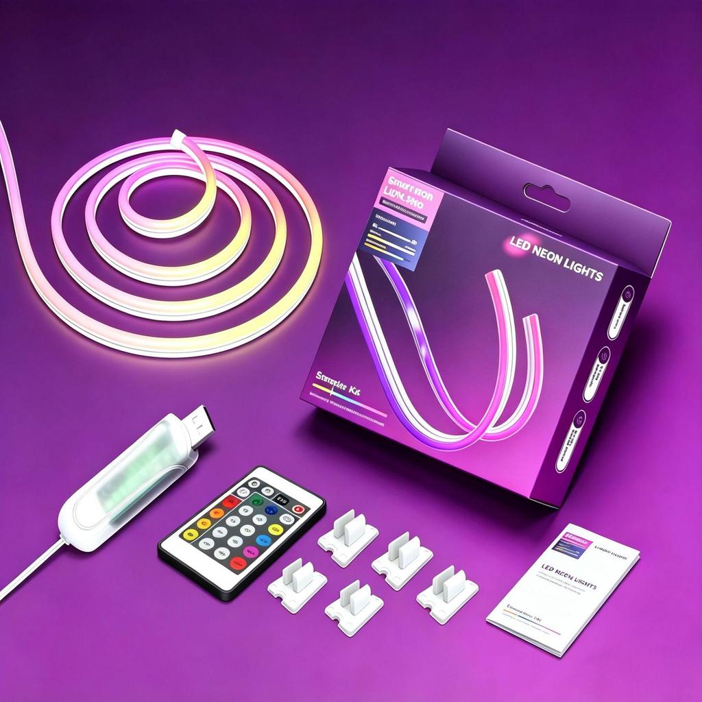 Переливающаяся RGB-лента со светодиодным неоновым потоком: Водонепроницаемый умный силиконовый световой набор