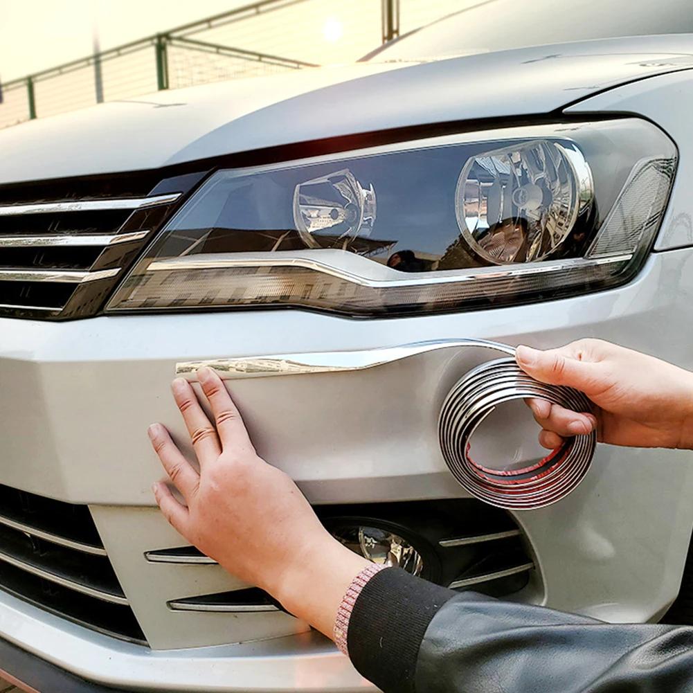 6/8/10/15/20/30 мм универсальная авто самоклеящаяся хромированная полоса для боковой двери молдинг украшение бампер защитная лента отделка автомобиля наклейка