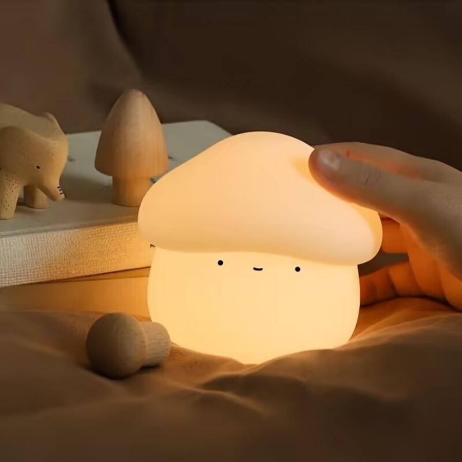 Cute Silicone Rechargeable Bedside Timing Function Touch Table Lamp Mushroom Night Light for  Bedroom