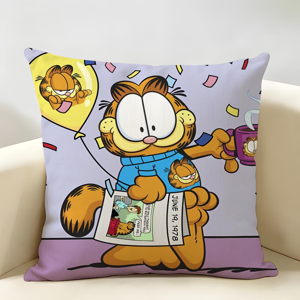 Cartoon Cute GGarfield Cushion Cover Natural Linen Organic Fabric DoubleSided Printing Room Sofa Decor Pillow Case