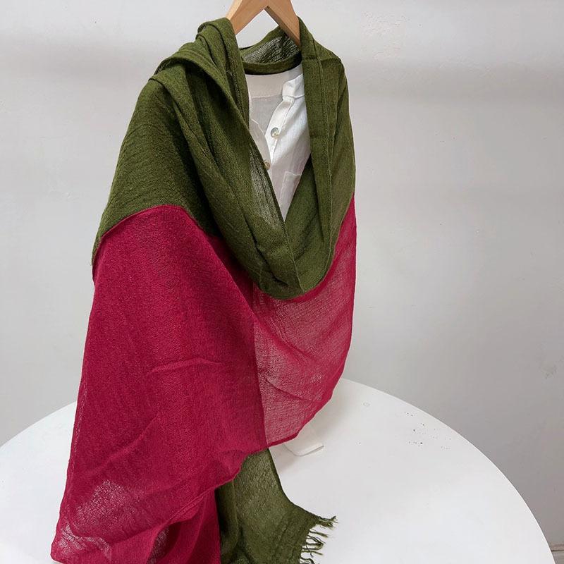 New Linen And Cotton Scarf Long Color Patch Scarf Shawl Autumn Winter Warm Artistic Woman Scarf 79x190cm