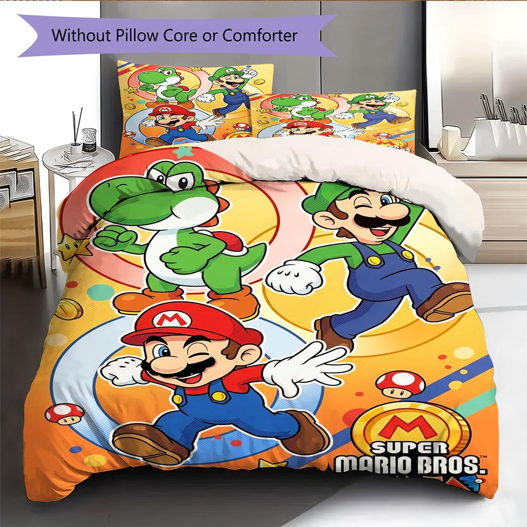 Hide Mario Tube Bedding Quilt Set Quilt Cover Pillowcase Home Decoration Birthday Gift (1 * duvet cover + 2 * pillowcase, without core)