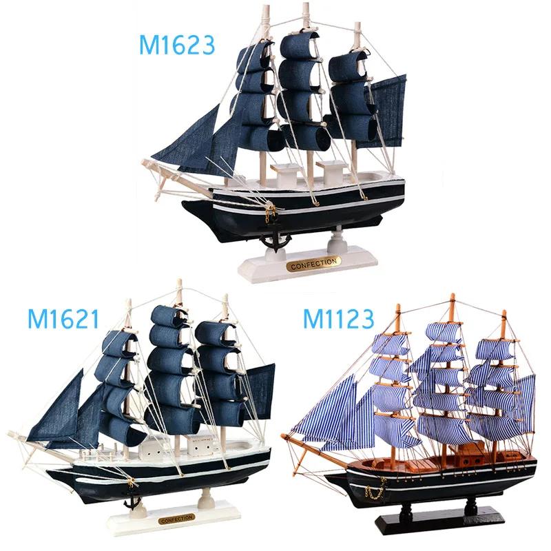 Морской морской креативный деревянный парусник, декор комнаты, фигурки, миниатюры, средиземноморский стиль, корабль, маленькая лодка, украшения, подарок