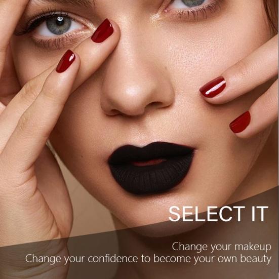 Black Lipstick Matte Pearlescent Non-stick Nourishing Long Lasting Waterproof Highly Pigmented Lip Tint Stain Stick Halloween Women Lip Makeup Tools