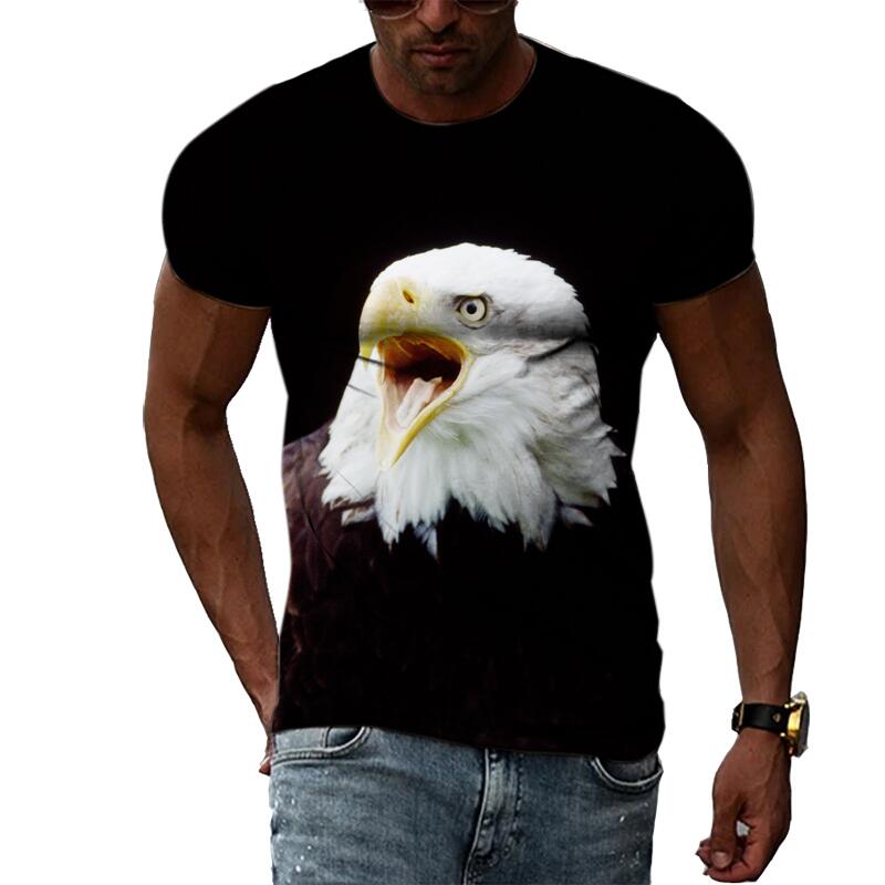 Summer Fashion Animal Birds Eagle Graphic T Shirts For Men 3D Print Hip Hop Harajuku Personality Round Neck Short Sleeve Top