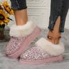 Импортные товары, большие размеры, новые женские толстые подошвы и толстые плюшевые ботинки, женские ботильоны в европейском и американском стиле с пайетками сверху