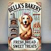 Bellas Bakery Золотистый ретривер Металлическое настенное искусство 12x8 дюймов Рустикальный декор для кухни Винтажный