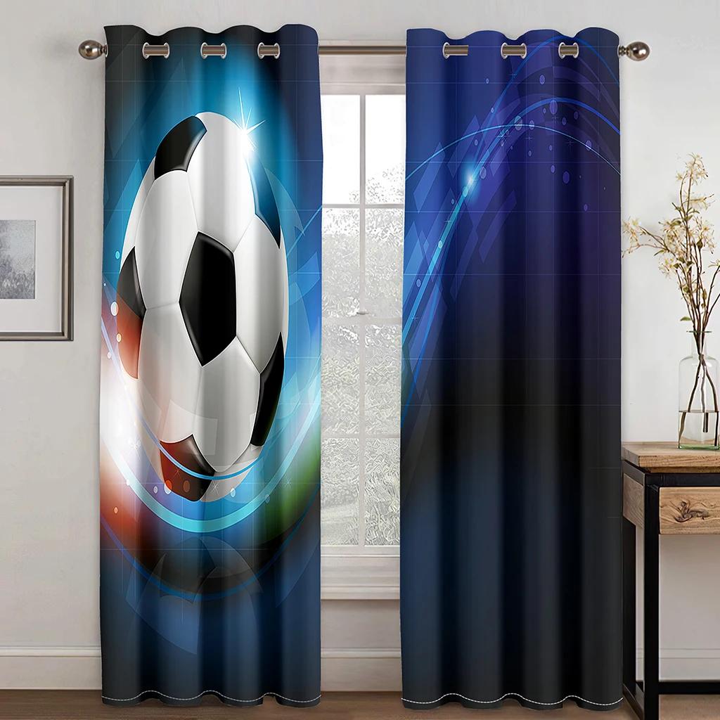 3D напечатанные на заказ современные мячи футбольный игрок дети затенение мальчики 2 панели шторы для детской спальни гостиная декор