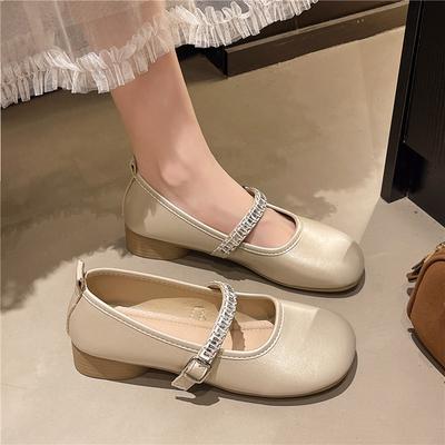 Туфли Мэри Джейн на толстой подошве с сумкой на носке, верхняя одежда 2025 лето новинка, французские красивые тонкие на скрытой платформе, одинарные туфли, женская обувь