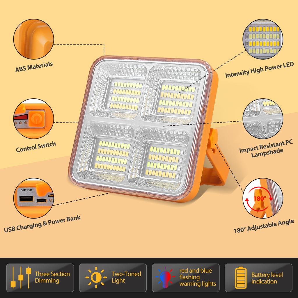 1 шт./2 шт. 120 Вт портативный светодиодный прожектор супер яркий светодиодный рабочий свет USB солнечный перезаряжаемый для уличной лампы для кемпинга светодиодный фонарик