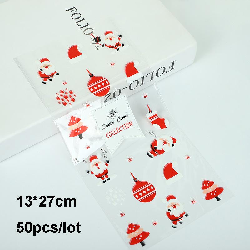 Хороший Новый год, ручная работа, 50 шт., упаковка для конфет, печенья, выпечка, Санта-Клаус, рождественские сувениры, детский целлофановый подарок на вечеринку