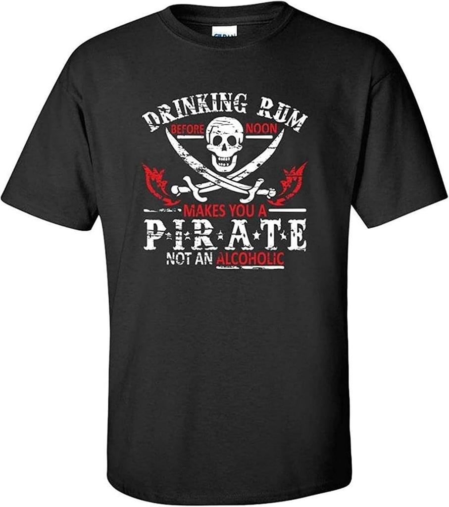 Drinking Rum Before Noon Makes You A Pirate Novelty Drinking Men Summer T Shirt