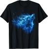 Galaxy Wolf Howling Graphic Electrical Blue Wolf Lovers T-Shirt
