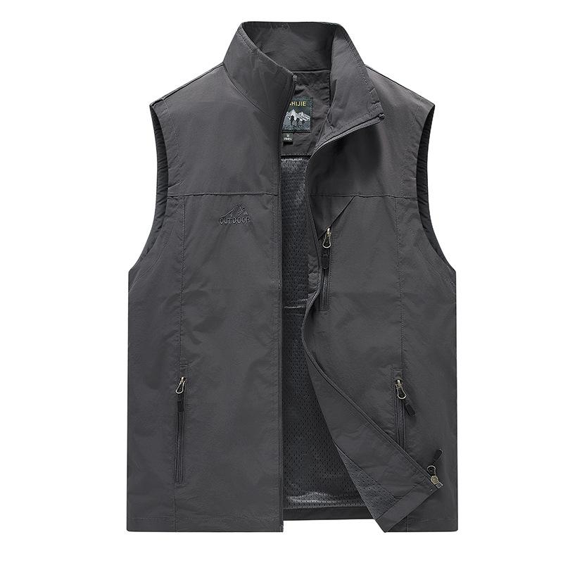 Classic New Spring and Summer Outdoor Casual Quick-drying Vest Trend Fashion Simple Stand-up Collar Photography Vest Top Jacket