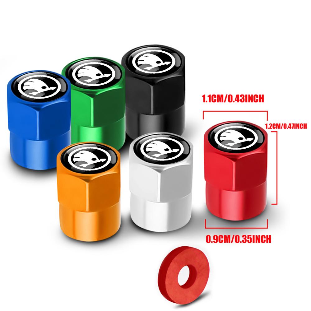 4Pcs Car Styling Aluminum Metal Car Wheel Tire Air Valve Caps Cover For Skoda Rapid Octavia A5 RS Kodiaq Fabia A7 Kamiq Karoq HA5