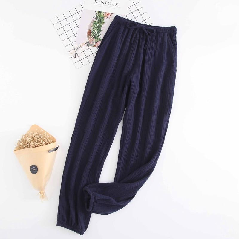 Japanese-style New Spring And Summer Women's Trousers 100% Cotton Crepe Cloth Large Size Color Tie Pants Casual Pants Home Pants