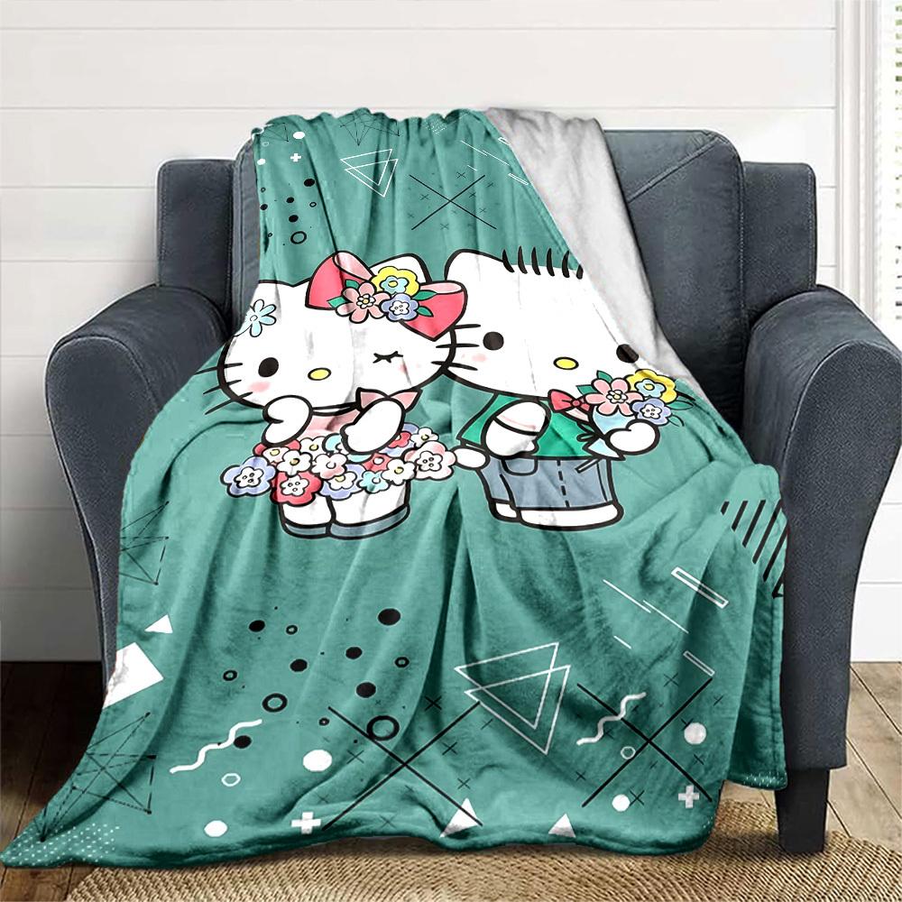 1 шт. Плед Hello Kitty с цветами Легкий фланелевый плед для дивана, кровати, путешествий, кемпинга, гостиной1197L