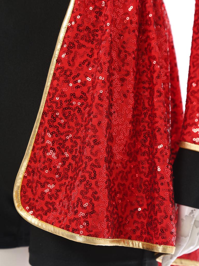 Women Circus Magician Cosplay Bodysuit Long Sleeve Sequins Fringe Epaulet Ringmaster Drummer Halloween Costume