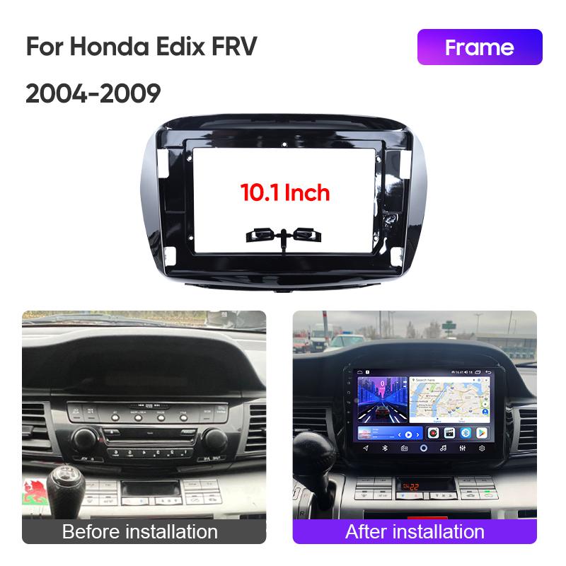 For Honda Edix FRV 2004-2009 10inch LHD/RHD UV Black Car Multimedia Radio Frame Fascia Panel Dashboard Mounting Bracket Adapter