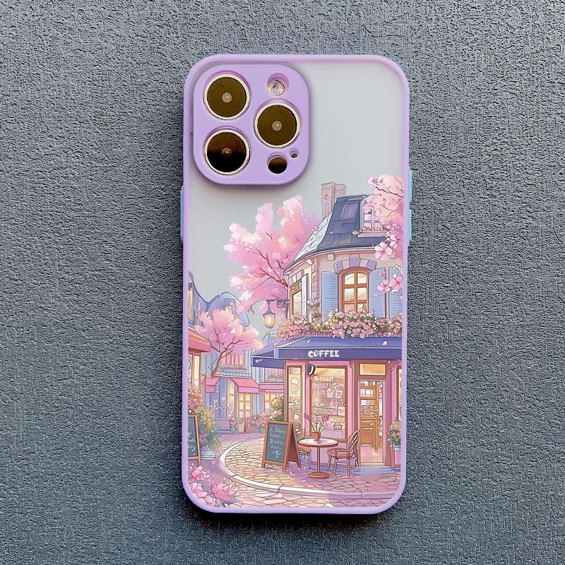 Dazzling Anime Street View Scenery Phone Case for IPhone 13 12 11 Pro Max Mini 16 15 14 Max Plus 7 8 Plus SE2 X XR X Back Cover