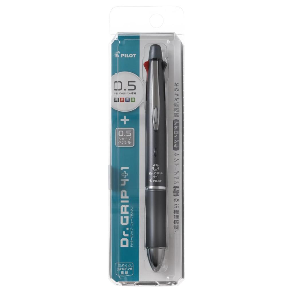 Pilot Доктор. Многофункциональная ручка Grip 4+1, 4-цветная шариковая 0,5 мм + Механический карандаш 0,5 мм, Серая PBKHDF1SEF-GY