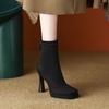 Осенне-зимняя мода эластичные тонкие ботильоны матовая кожа короткие модные ботильоны подчеркивают тонкий темперамент тонкий каблук короткие ботильоны супер высокий каблук женские