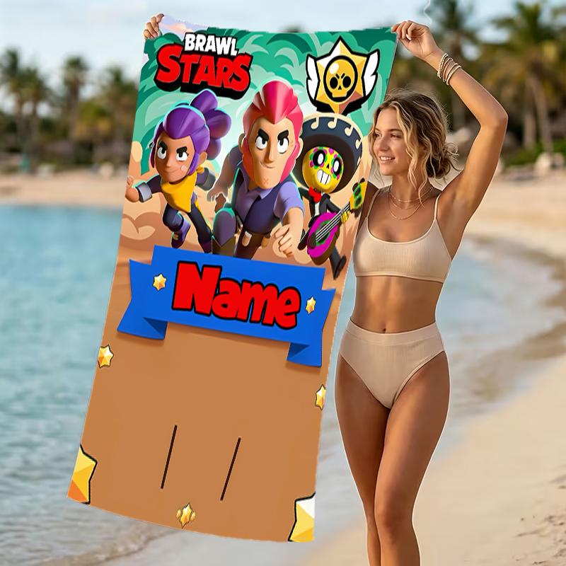Customizable personalized beach towels Brawl Stars themed designs.Suitable for the beach, yoga, sports;ideal as beach accessories