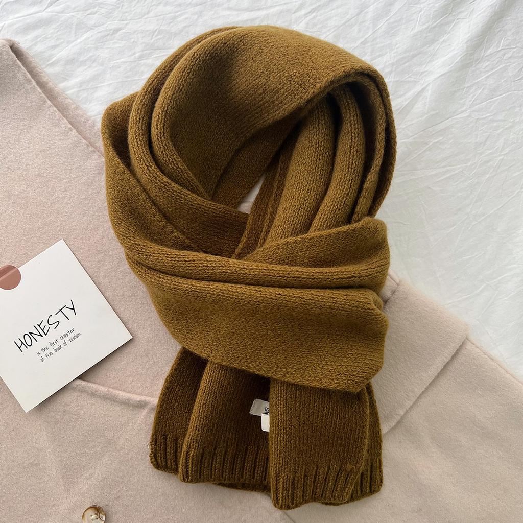 Selected Australian Pure Wool 100% Wool Scarf Solid Color Versatile Women'S New Winter Warm Knitted Scarf