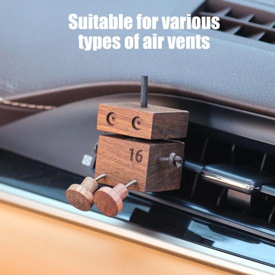 Wooden Car Air Freshener with Wobbling Legs Wind Powered Vent Clip Diffuser for Aromatherapy Handcrafted Dashboard Decoration