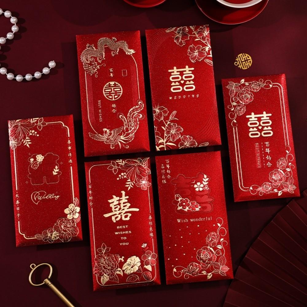 Chinese Horse Year New Year Red Envelope Hard Paper Hot Gold Chinese Money Envelopes Thickened 6Pcs Mixed Lucky Red Bag Children