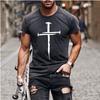 New Men's Minimalist Printed Cross 3D T-shirt