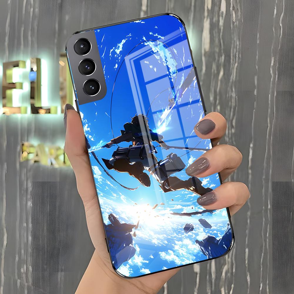 Чехол для телефона Аниме Атака Титанов Для Samsung A25 A13 A33 5G A54 A36 A35 A56 A52 A14 Ударопрочный Стеклянный Чехол